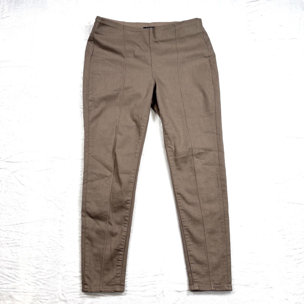 Lauren Ralph Lauren Skinny Pants Womens 10P‎ Brown Pintuck Stretch Pull On